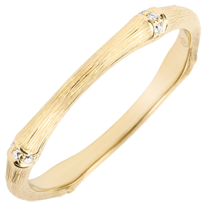 Jungle Sacrée Ring - Multi diamond 2 mm - brushed yellow gold 9 carats