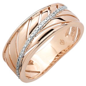 Palm-inspired Ring - 18 carat pink gold and diamonds