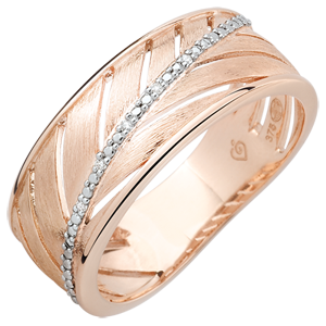 Palm-inspired Ring - 9 carat pink polished gold and diamonds