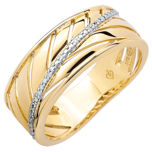Palm-inspired Ring - 9 carat yellow gold and diamonds