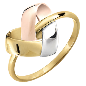 Ring Gevouwen hart - 3 soorten goud 18 karaat