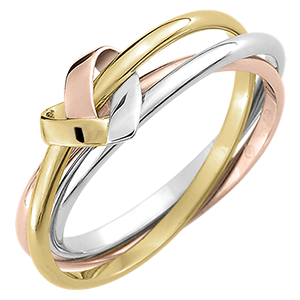 Ring Gevouwen hart 3 - 3 soorten goud 9 karaat