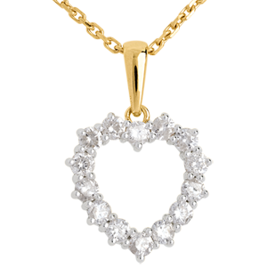 Laced heart pendant with diamonds - 0.9 carat - 14 diamonds