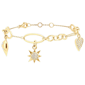 Frisheid armband - Talisman - 9 karaat geel goud en diamanten