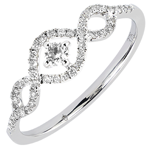 Ring Overvloed - Voluten - 9 karaat witgoud met diamanten