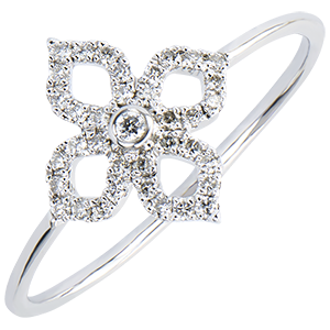 Ring Lentekriebels - Lelie - 9 karaat witgoud met Diamanten