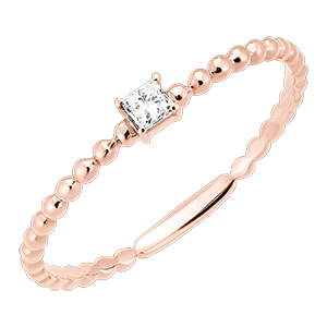 Frisheid Ring - Solitaire Bubble Prinses - 9 karaat roségoud en diamant