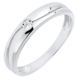 Ring Liefde Solitaire - goud met diamant - Diamant 0.022 karaat - 9 karaat witgoud