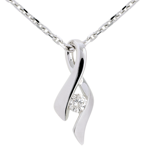 Hanger Liefdesnest -Oneindig - 18 karaat witgoud - Diamant 0.125 karaat