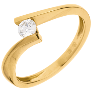 Ring Solitaire Liefdesnest - Apostrophe - 18 karaat geelgoud - 0.2 karaat Diamant