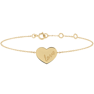 Braccialetto medaglietta cuore incisa - oro giallo 9 carati – Collezione Lovely Yours - Edenly Yours