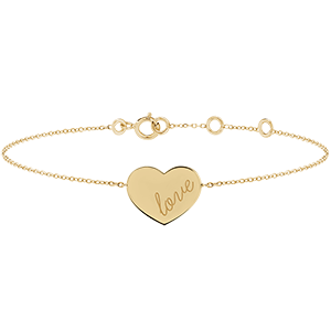 Heart engraved medal bracelet - 9K yellow gold - Lovely Yours Collection - Edenly Yours