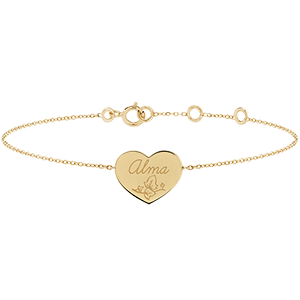 Heart engraved medal bracelet - 9K yellow gold - Lovely Yours Collection - Edenly Yours