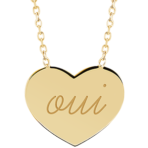 Collar con medalla grabada en forma de corazón - Oro amarillo de 9 quilates - Colección Lovely Yours - Edenly Yours