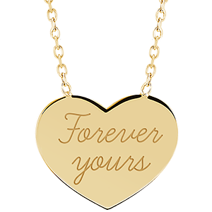 Necklace with engraved heart medallion - 9K yellow gold - Lovely Yours Collection - Edenly Yours