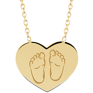 Necklace with engraved heart medallion - 9K yellow gold - Lovely Yours Collection - Edenly Yours