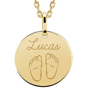 Round medal engraved - 9K yellow gold - Lovely Yours Collection - Edenly Yours