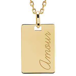 Medalion dreptunghi gravat - aur galben de 9 carate - Colecția Lovely Yours - Edenly Yours