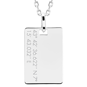 Rectangle medal engraved - 9K white gold - Lovely Yours Collection - Edenly Yours