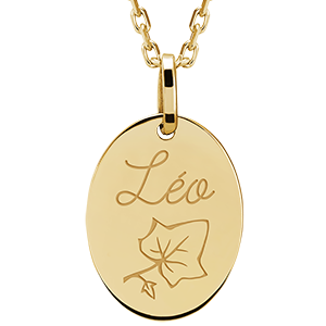 Oval medal engraved - 9K yellow gold - Lovely Yours Collection - Edenly Yours