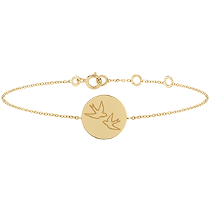 Bracelet médaille ronde gravée - or jaune 9 carats - Collection Lovely Yours - Edenly Yours
