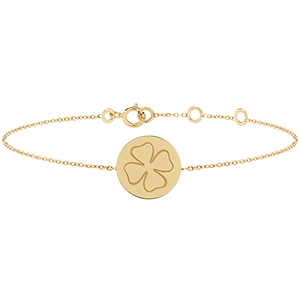 Round engraved medal bracelet - 9K yellow gold - Lovely Yours Collection - Edenly Yours