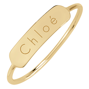 Engraved rectangle medallion ring - 9 carat yellow gold - Lovely Yours Collection - Edenly Yours