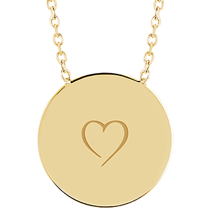 Necklace with engraved round medallion - 9K yellow gold - Lovely Yours Collection - Edenly Yours