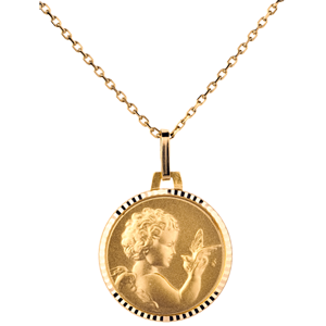 Medaglia con Angelo della Pace - 14mm - Oro giallo -18 carati