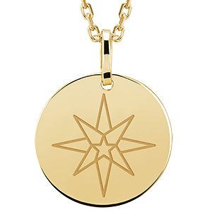 Médaille ronde gravée - or blanc 9 carats - Collection Les Grigris - Edenly Yours