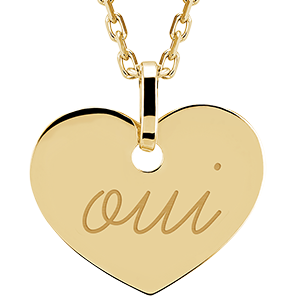 Medalion inimă gravat - aur galben de 9 carate - Colecția Lovely Yours - Edenly Yours