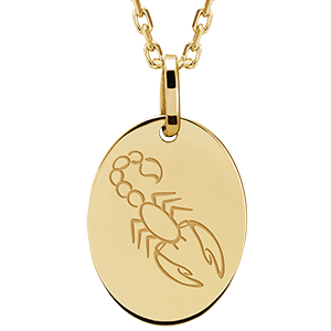 Medalion oval gravat - Scorpio - aur galben de 9 carate - Colecția Zodiac Yours - Edenly Yours