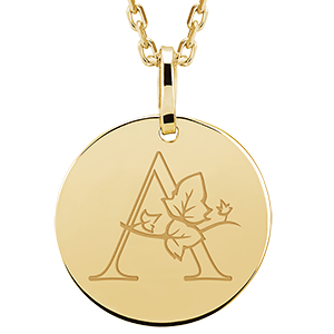Medalion rotund gravat - aur galben de 9 carate - Colecția ABC Yours - Edenly Yours