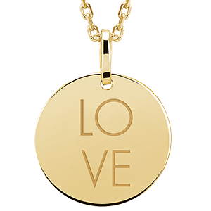 Medalion rotund gravat - aur galben de 9 carate - Colecția Lovely Yours - Edenly Yours