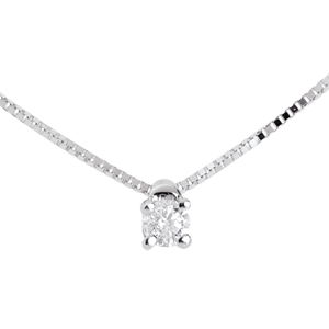 Solitaire necklace - White gold - 0.07 carat - 9 carats