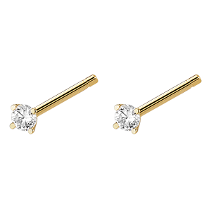 Freshness diamond stud earrings - Mini Spark - yellow gold 9 carats and diamonds