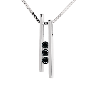 Collier Diapason Trilogie or blanc 18 carats - 3 diamants noirs