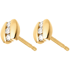 Boucles d'oreilles Nid Précieux - Trilogie parenthèse - or jaune 18 carats - 6 diamants