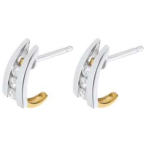 Boucles d'oreilles accroche coeur duo - or blanc et or jaune 18 carats