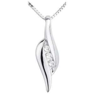 Pendentif Trilogie Nid Précieux - Romance - or blanc 18 carats diamants