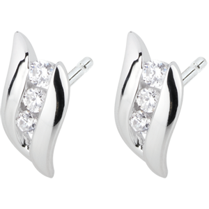 Earrings Trilogy Precious Nest - Diamond Curved - white gold - 18 carats