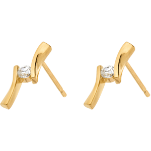 Earrings Precious Nest - Apostrophe diamond - yellow gold - 0.1 carats - 18 carats