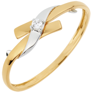 Solitaire Precious Nest - Paradise - white and yellow gold - 18 carats