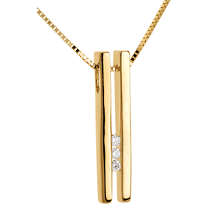 Diapason trilogy necklace yellow gold - 3 diamonds