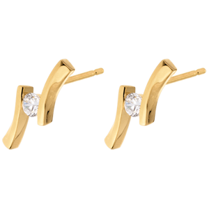 Boucles d'oreilles apostrophe diamants - puce or jaune 18 carats - 0.19 carat
