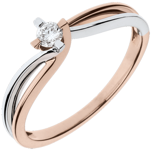 Ring Precious Nest - Claire - whiet gold. pink gold - 0.11 carat diamond - 18 carats