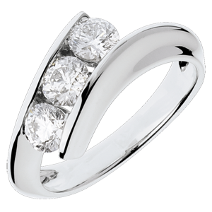 Trilogy ring Precious Nest - Feminine - white gold - 1 carat - 18 carats