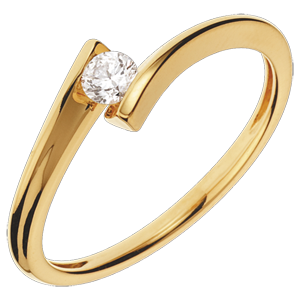 Bague Solitaire Nid Précieux - Apostrophe - or jaune 18 carats - diamant 0.13 carat