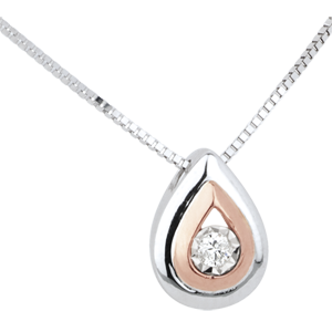 Collier une Larme d'Antilope - or blanc et or rose 18 carats et diamants