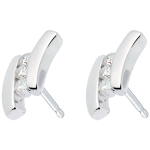 Boucles d'oreilles Nid Précieux - Citation - or blanc 18 carats - 6 diamants